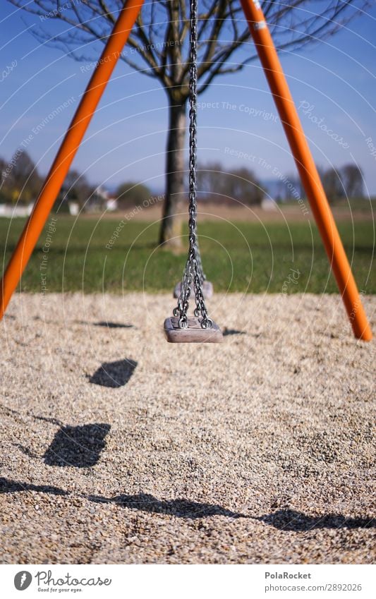 #S# Swing Lifestyle Sports Esthetic To swing Child Infancy Memory Orange Empty Going Couch potato Digital Playing Deserted Playground Kindergarten Colour photo
