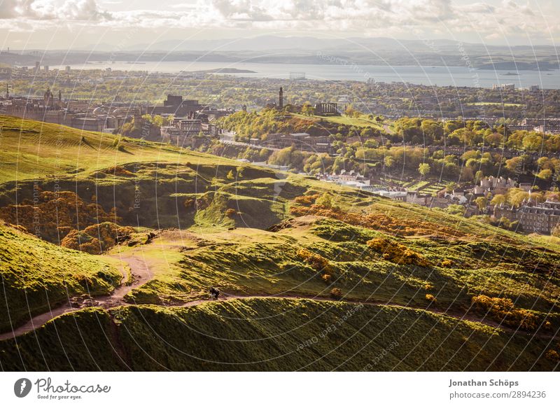 View from Arthur's Seat to Edinburgh Vacation & Travel Tourism Far-off places Freedom Hiking Clouds Town Capital city Outskirts Populated Optimism Might Brave