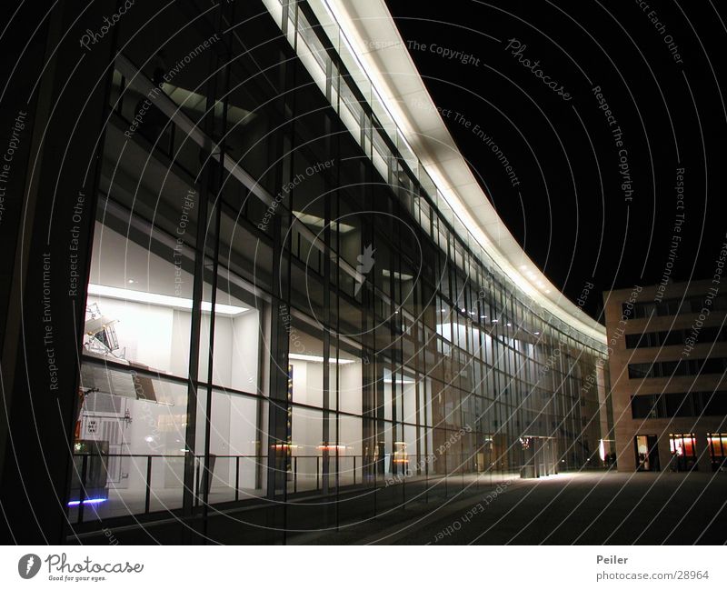Nuremberg at Night 2 Dark Black White Glas facade Building Architecture Glass