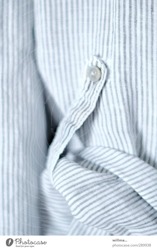 TOGGLE KNOBS Shirt Cloth Stripe Bright Blouse Striped Roll up Buttons Blue-white Textiles sleeve shirtsleeves butcher's shirt roll up Detail