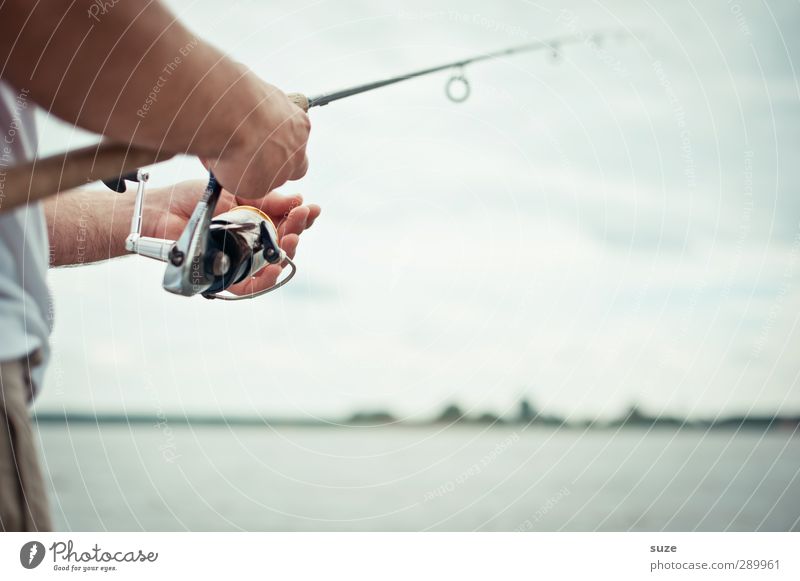Trash! anglers Leisure and hobbies Fishing (Angle) Vacation & Travel Tourism Arrange Human being Masculine Man Adults Arm Hand Environment Nature Air Water Sky