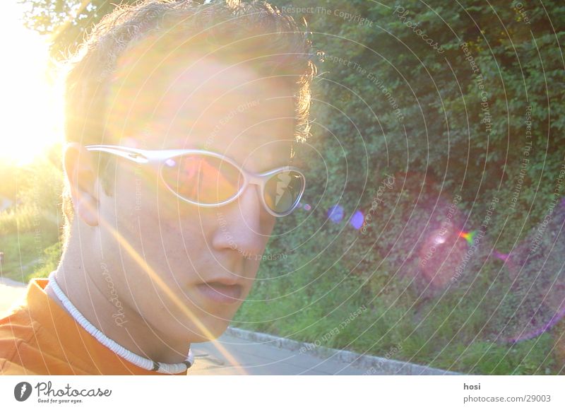 With the sun behind you Sunset Sunglasses Necklace Man Looking boy