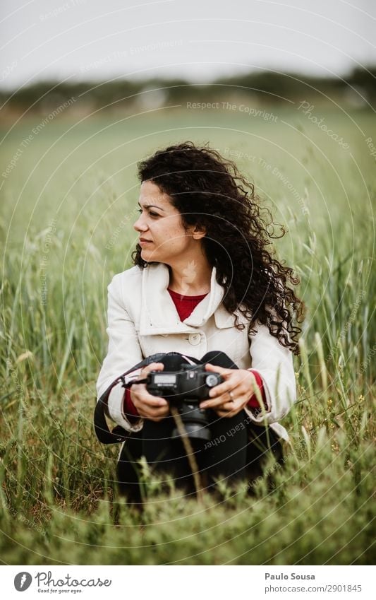 Girl Sitting in fields with a camera Lifestyle Photography Photographer Vacation & Travel Trip Adventure Spring Camera Feminine Young woman Youth (Young adults)