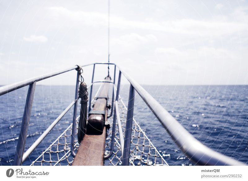 To new horizons. Art Esthetic Sailing Navigation Railing Bow Swell Ibiza Relaxation Caribbean Sea Mediterranean sea Horizon Infinity Future Vacation & Travel