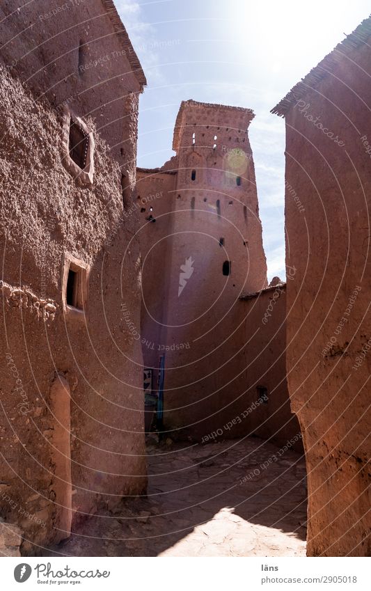 clay buildings Old town loam construction Deserted Back-light Morocco Africa