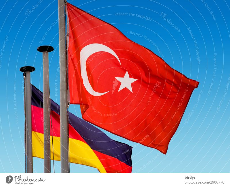 German and Turkish flags flying together in the wind Germany Turkey Politics and state Society German flag German Flag Nationalities and ethnicity Ensign nato