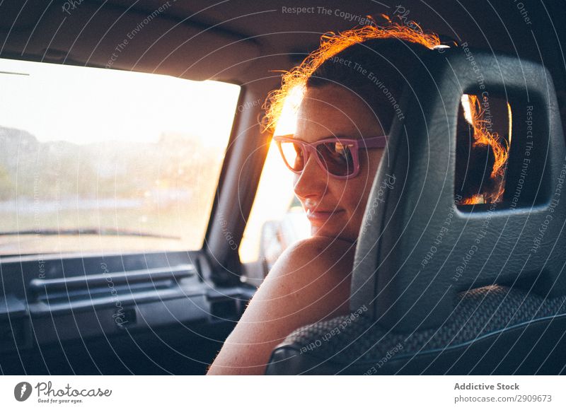 Young woman traveling in car Woman Car Vacation & Travel Passenger Seat Trip Street cantabria Spain Youth (Young adults) Lifestyle Leisure and hobbies Rest