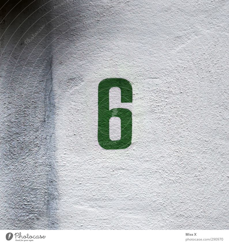 6 Sign Characters Signs and labeling Green Simple Painted House number Digits and numbers Wall (building) House (Residential Structure) Colour photo
