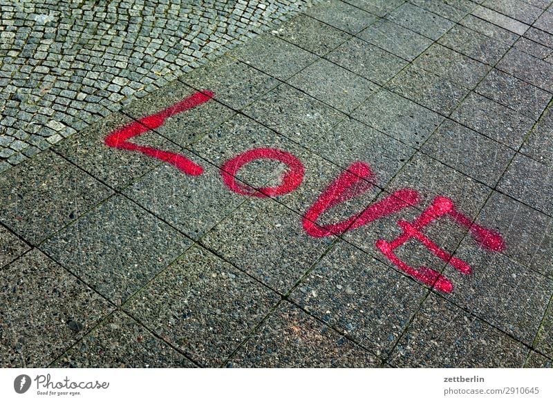 love Love Declaration of love Emotions Spring fever Together Relationship Characters Word Graffiti Sidewalk Footpath