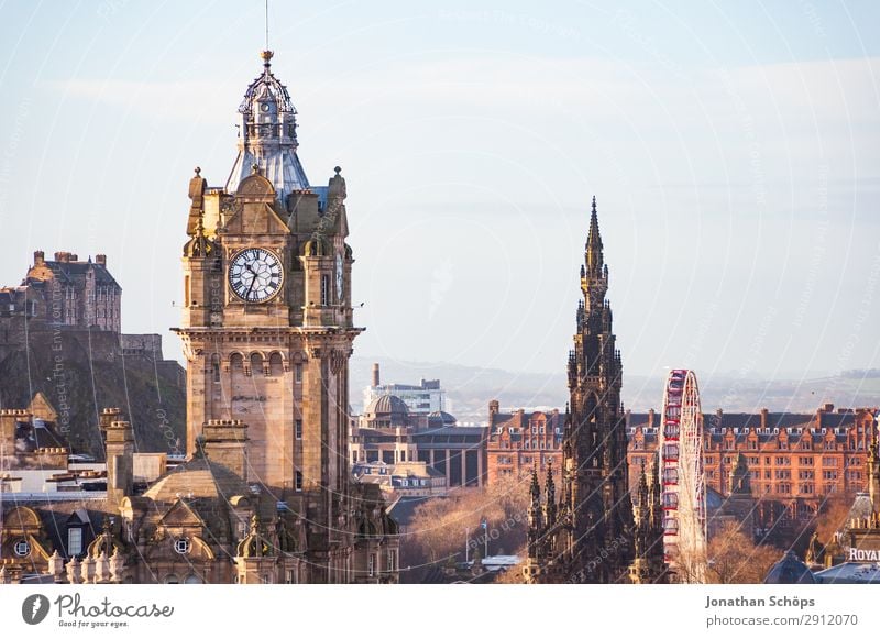 View of Balmoral, Scott Monument, Castle Tourism Mountain Landscape Hill Capital city Downtown Old town Pedestrian precinct Skyline Populated Overpopulated
