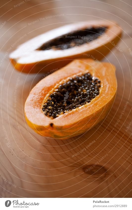 #A# Papaya Art Esthetic Fruit Healthy Eating Delicious Colour photo Subdued colour Interior shot Close-up Detail Experimental Abstract Deserted Copy Space left