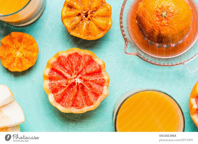 Freshly squeezed orange juice Food Orange Nutrition Breakfast Beverage Juice Shopping Style Design Healthy Healthy Eating Yellow Background picture Vitamin