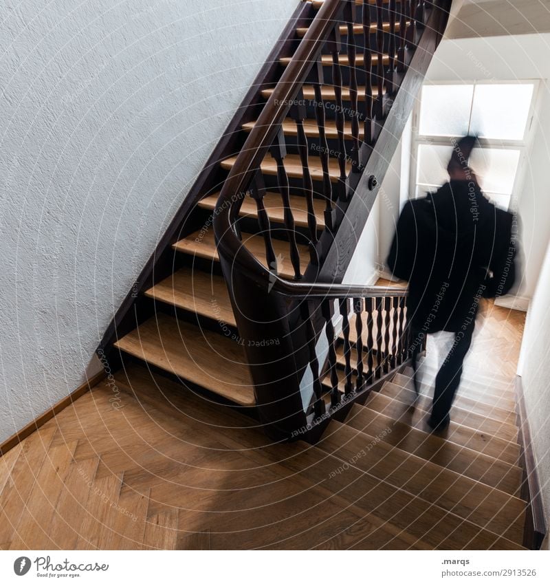 Leave Home Masculine 1 Human being Old building Staircase (Hallway) Stairs Movement Going Colour photo Interior shot Motion blur