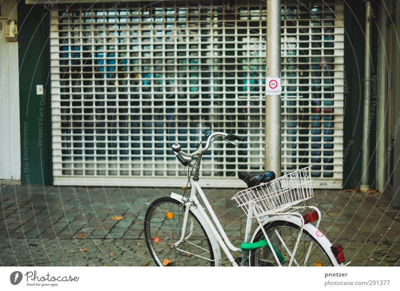 No bicycles! Town Downtown Populated Transport Means of transport Cycling Street Stand Exceptional Rebellious Crazy Green Emotions Bans Grating Gate Closed