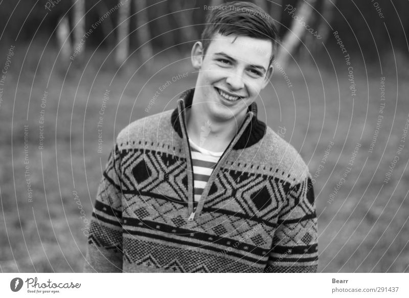 cold outside and warm inside Human being Masculine Young man Youth (Young adults) 1 13 - 18 years Child Autumn Sweater Brunette Short-haired Smiling Happiness