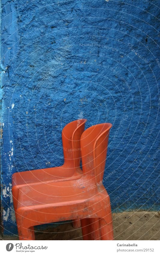 Plastic Orange Chair Wall (building) Venezuela Obscure Statue Blue