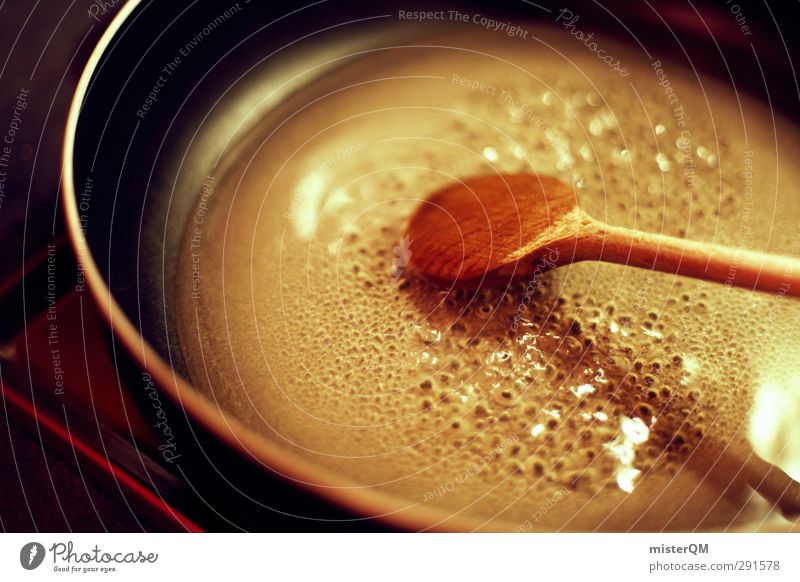 sizzle. Art Esthetic Cooking Kitchen Plant Wooden spoon Fat Butter Stove & Oven Stir Colour photo Subdued colour Interior shot Close-up Detail Abstract Pattern