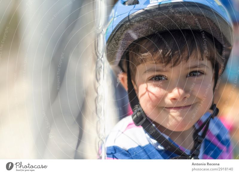 Helmet kid Happy Child Human being Toddler Boy (child) 1 1 - 3 years Smiling Safety Protection Safety (feeling of) Motorcycling helmet 3s three years old Fence