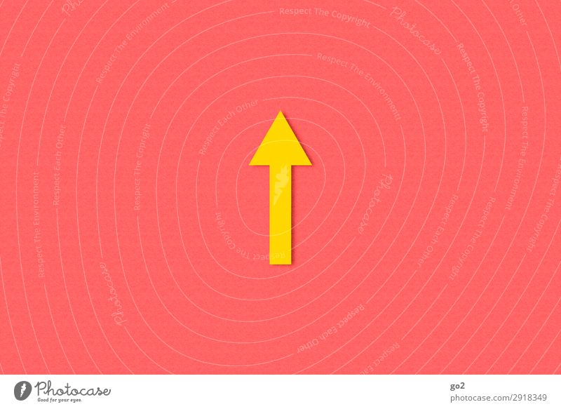 Arrow up Sign Signs and labeling Signage Warning sign Esthetic Simple Positive Yellow Beginning Optimism Lanes & trails Target Direction Trend-setting
