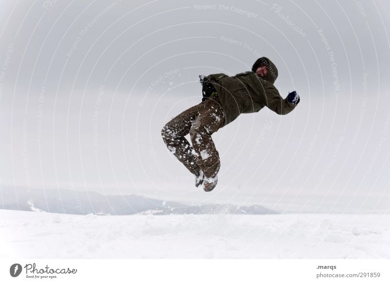 snow Trip Adventure Winter vacation Human being Masculine Adults 1 Nature Elements Ice Frost Snow To fall Flying Jump Exceptional Cold Crazy Joy