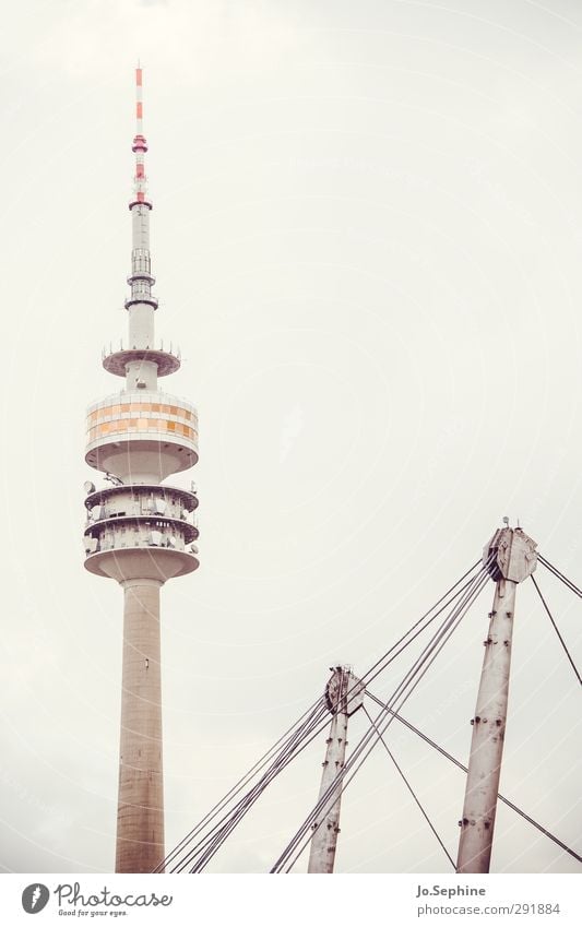 tomorrow my friend Tower Manmade structures Architecture Tourist Attraction Landmark Television tower Tall Munich Gloomy Town urban Gray Communicate Surrealism