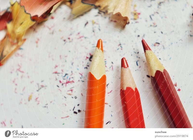 red pencils Draw Drawing pencil Crayon Artist Chaos Muddled Dirty sharpen Point Shavings Wood Red School Parenting Office Creativity Illustration