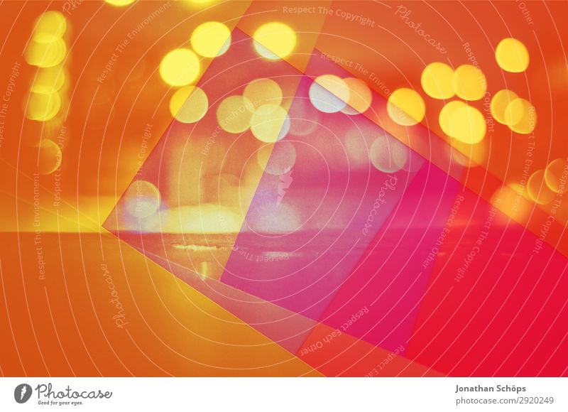 graphical background image with bokeh and paper Esthetic Blue Multicoloured Yellow Red Optimism Experimental Abstract Graphic Background picture Warm colour