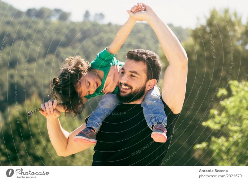 Bearded father and baby girl playing outdoors Lifestyle Joy Beautiful Leisure and hobbies Playing Freedom Summer Child Human being Baby Girl Man Adults Parents