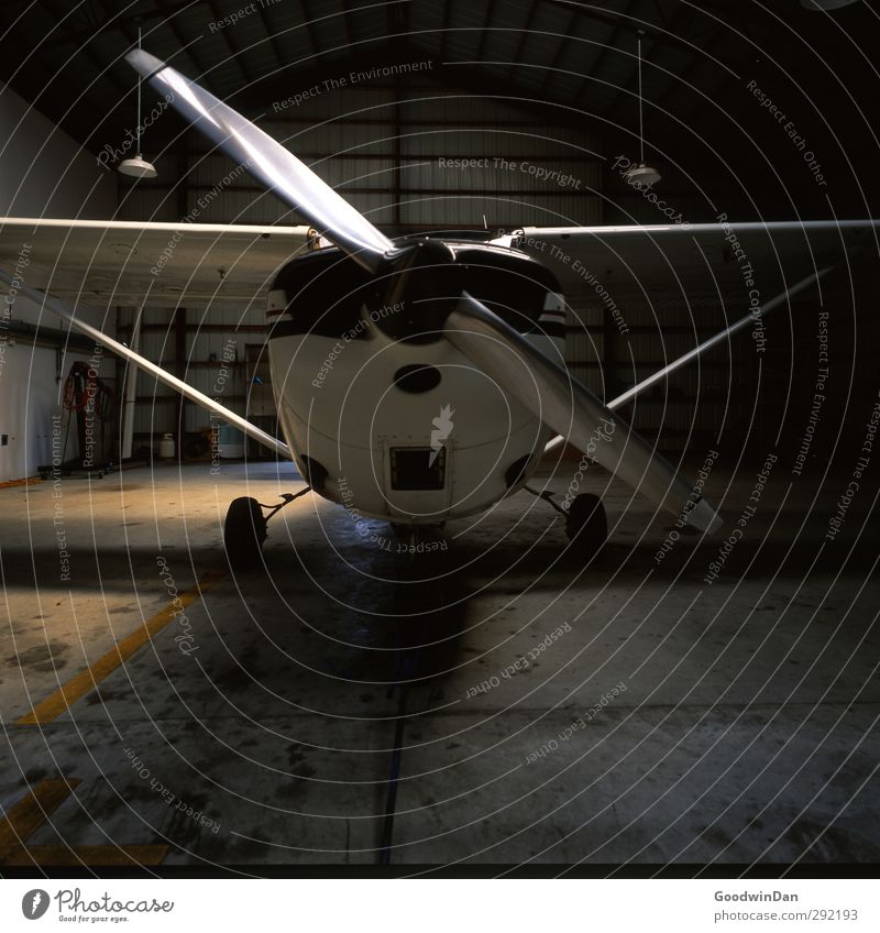 Ready? Industrial plant Airport Building Architecture Aviation Airplane Propeller aircraft Old Exceptional Threat Dark Historic Small Many Crazy Emotions Moody