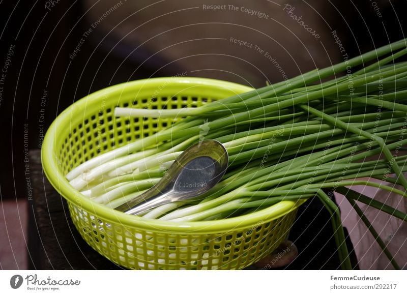 Spring onions. Food Nutrition Lunch Dinner Organic produce Vegetarian diet Asian Food Nature Cooking Preparation Bowl Plastic Green Yellow Leek vegetable Onion