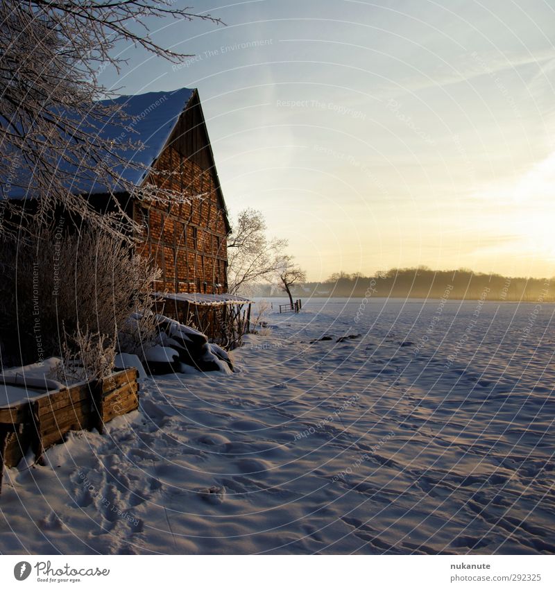 old houses | half-timbered with sun and snow Winter House (Residential Structure) Architecture Landscape Sunlight Snow Field Building Barn Stone Wood Old