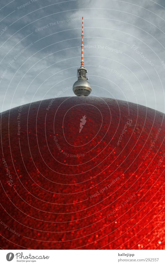 doughnut Tourist Attraction Red Television tower Berlin Berlin TV Tower Downtown Berlin Sphere Colour photo Multicoloured Exterior shot Close-up Deserted