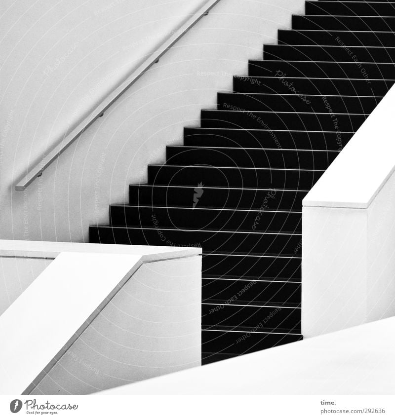 Applied Mathematics Interior design Staircase (Hallway) Stairs Banister Wall (barrier) Wall (building) Esthetic Athletic Elegant Modern Gray Black White
