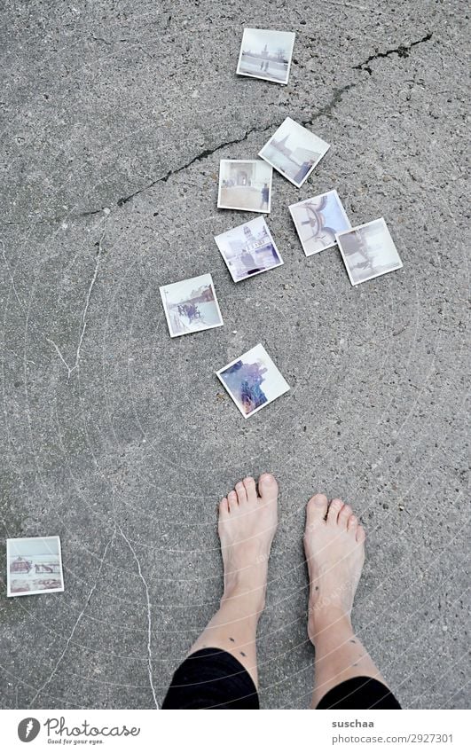 1600 photos Woman Legs feet Toes Barefoot Naked Street Asphalt Photography Analog Old fashioned Retro Memory Grief Nostalgia Past Transience Infancy