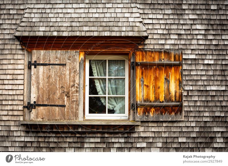 Window to the world? Village Detached house Hut Architecture Facade Wood Old Brown Switzerland Canton Appenzell Colour photo Exterior shot Deserted