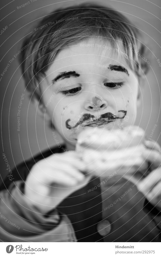 Mr. Moustache eats doughnuts. Food Dough Baked goods Candy Donut Eating To have a coffee Fasting Carnival Masculine Child Toddler Boy (child) Infancy Face Hand