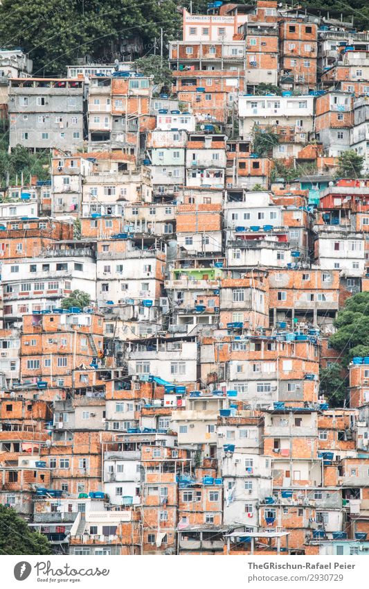 favela Town Blue Brown Green Orange Black White House (Residential Structure) Township Brick Poverty Fear Life Death War Intoxicant Narrow Colour photo