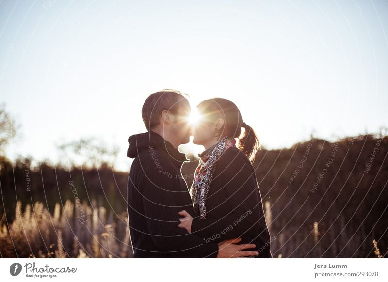 together Young woman Youth (Young adults) Young man Couple Partner 2 Human being 18 - 30 years Adults Sweater Scarf Black-haired Brunette Kissing Together Happy