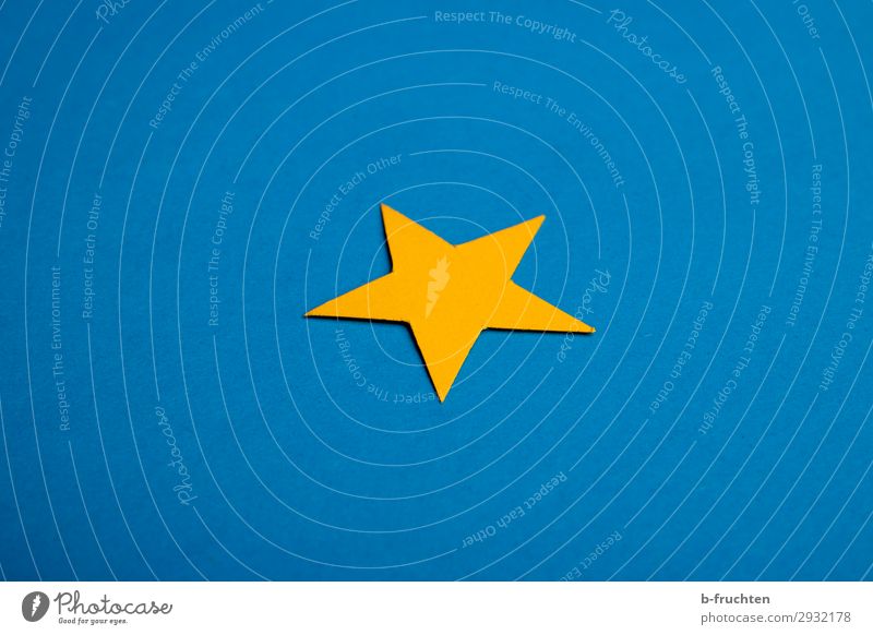 a yellow star on a blue background Paper Decoration Sign Select Blue Yellow Society Star (Symbol) 1 Simple Loneliness Individual Colour photo Interior shot