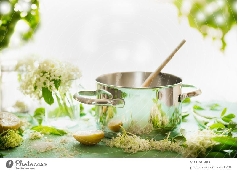 Elderflower syrup boil Food Candy Jam Nutrition Organic produce Beverage Lifestyle Style Design Healthy Healthy Eating Summer Nature Yellow Background picture
