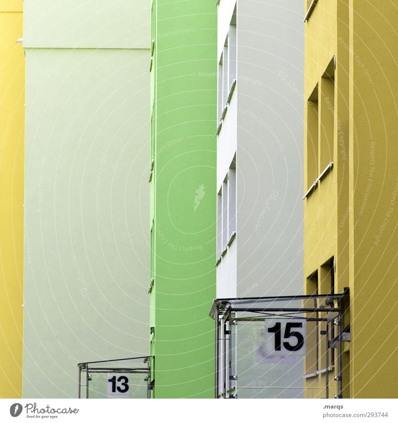 13|15 House (Residential Structure) Building Architecture Facade Window Entrance Digits and numbers Living or residing Town Yellow Green Colour Arrangement
