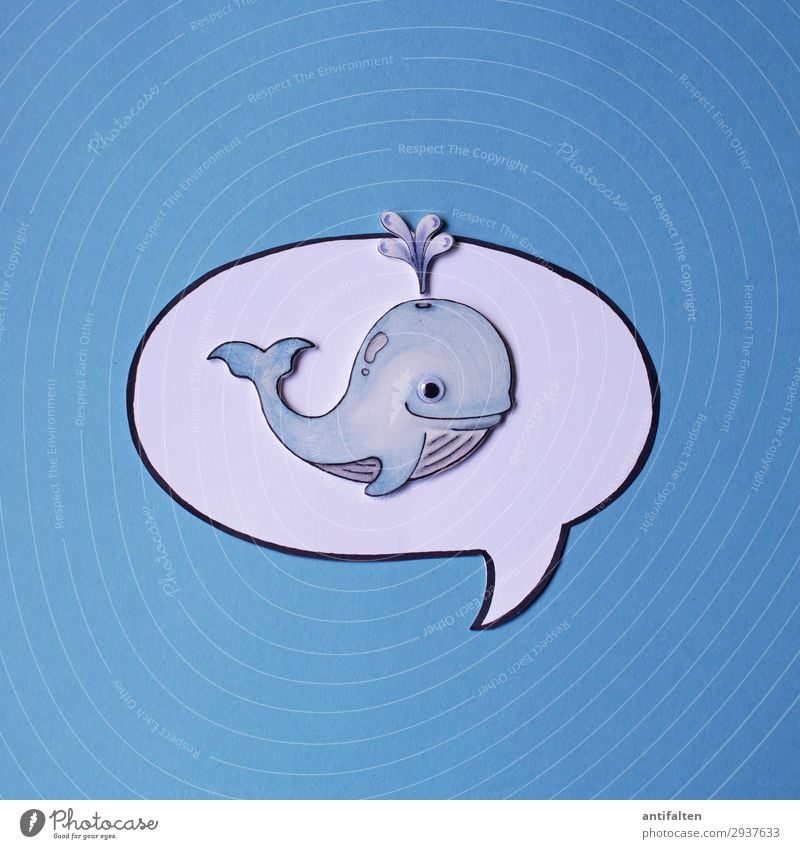 Small support for thought :-) Handicraft Animal Wild animal Animal face Whale 1 Sign Speech bubble Observe Communicate Exceptional Happiness Cute Round Blue