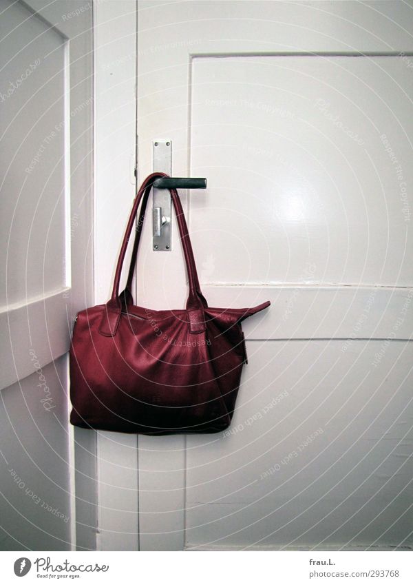 red bag Bag Old Modern Feminine Red White Happiness Orderliness Cleanliness Fashion door Toilet Leather Colour photo Flash photo