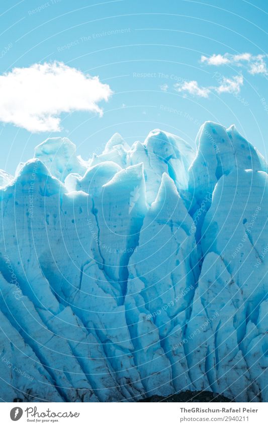 Perito Moreno Glacier Nature Landscape Blue White Clouds Ice Snow Crack & Rip & Tear Structures and shapes Lace Dirty To break (something) Sunlight Sky