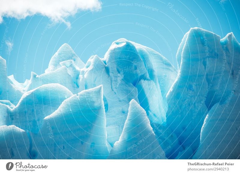 ice sculpture Environment Nature Blue White Ice Lace Glacier Perito Moreno Glacier Patagonia Iceberg Light Shadow Pattern Structures and shapes Clouds Blue sky