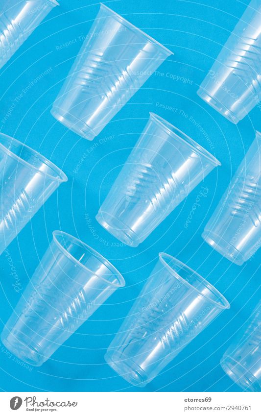 Disposable waste plastic cups pattern Birthday Blue Conceptual design Cup Ecological empty Environment garbage Group Industrial kitchenware Object photography