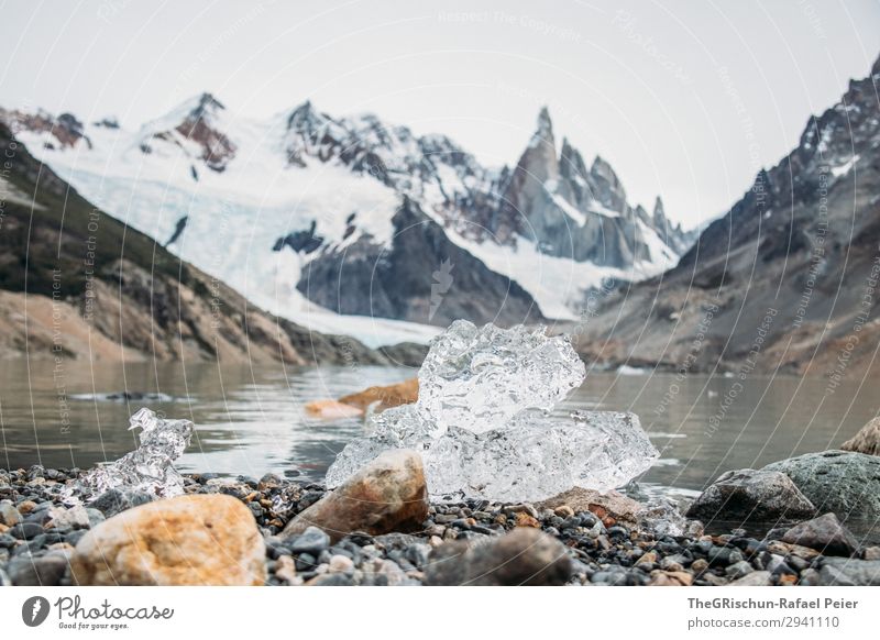 Ice sculpture Nature Esthetic White Transparent Water Stone Cerro Torre Ice floe Cold Wet Mount up Colour photo Exterior shot Deserted Copy Space middle Day
