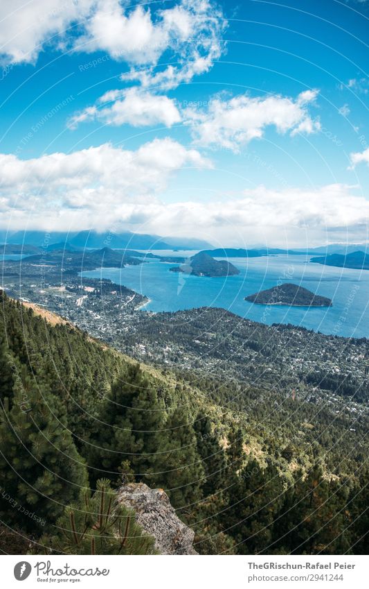 Bariloche Nature Blue Green bariloche Argentina Lake Island Town Clouds Beautiful weather Forest Vantage point Panorama (View) Far-off places Walking Hiking