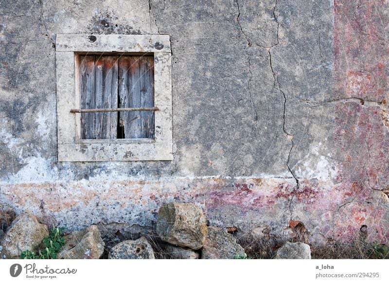 the window to a strange world Village Old town Deserted House (Residential Structure) Ruin Wall (barrier) Wall (building) Window Stone Concrete Wood Line