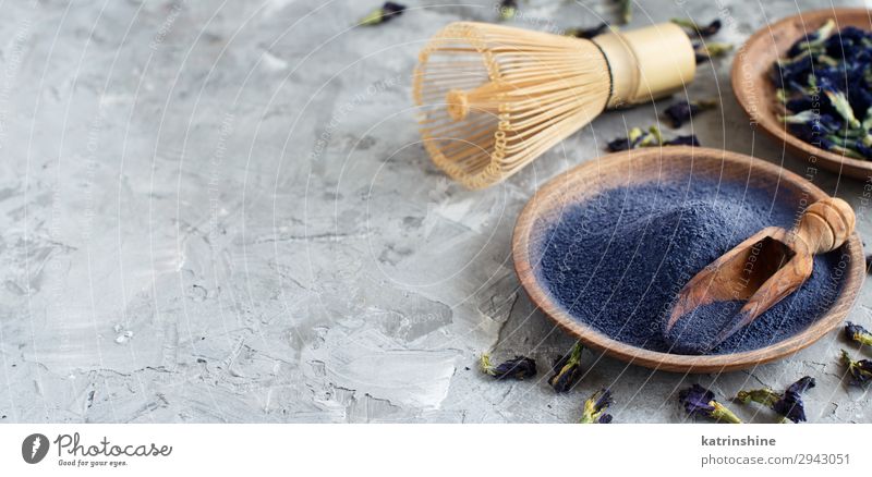 Blue matcha powder Vegetarian diet Tea Flower Natural White Energy blue matcha Beater Word butterfly pea dried flowers Powder antioxidant Copy Space Dried food